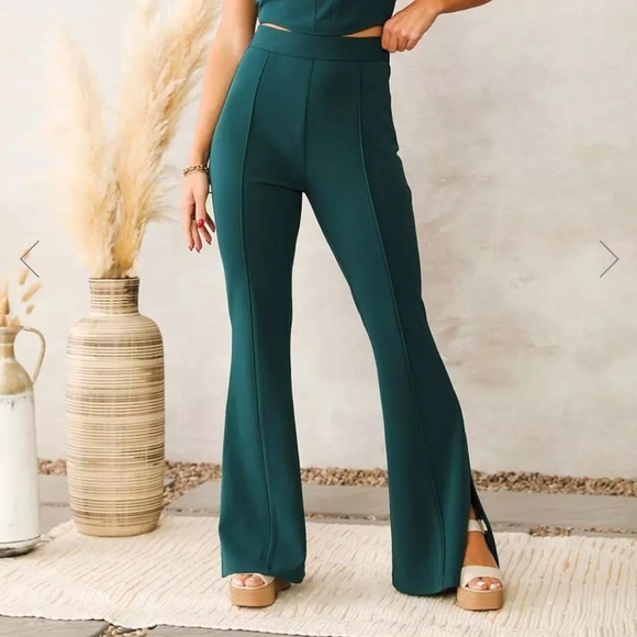 ACOA | high waist split flare bell bottom stretch trouser pants - Picture 9 of 10